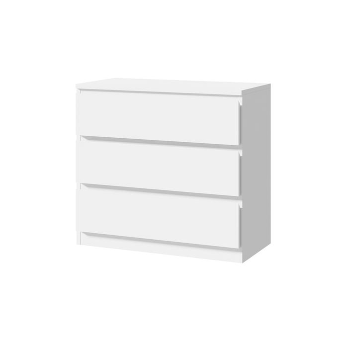 Oikiture 3 Chest of Drawers Lowboy White