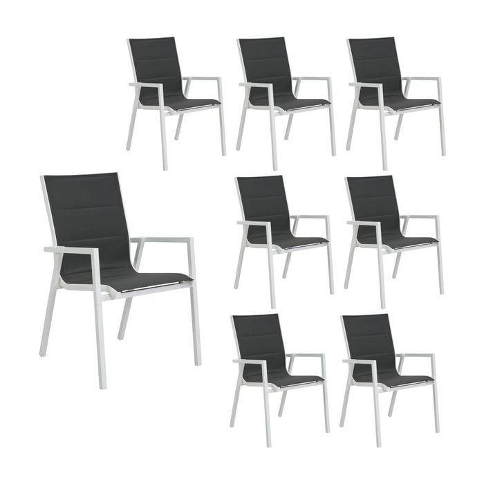 Outie 8pc Set Aluminium Outdoor Dining Chair White