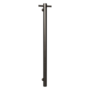 Hotwire 900mm Brushed Nickel Single Vertical Round Slimline Heated Towel Rail