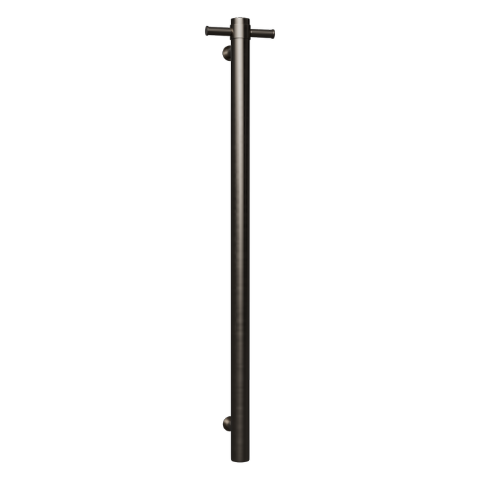 Hotwire 900mm Brushed Nickel Single Vertical Round Slimline Heated Towel Rail