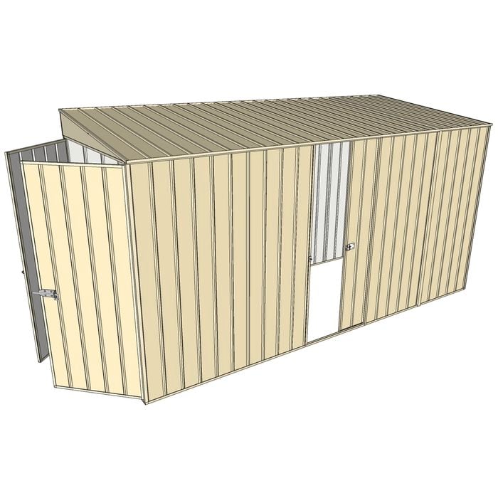 Build-a-Shed 1.5 x 3.7 x 2m Single Sliding Side Door Skillion Shed - Cream