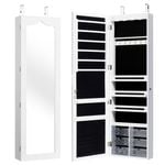 Costway Jewellery Storage Cabinet with Wall/Door Mounted Mirror White