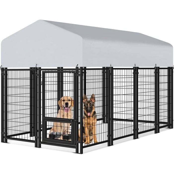 Advwin 240CM Pet Dog Kennel Heavy Duty Metal Dog Cage Outdoor Pet Cage Fence Pen House Enclosure