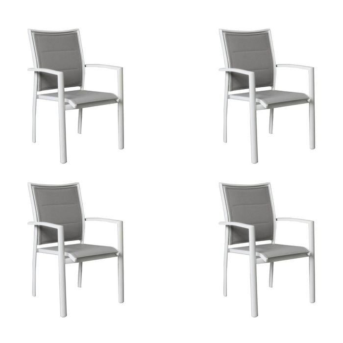 Oro 4pc Set Aluminium Outdoor Dining Chair White