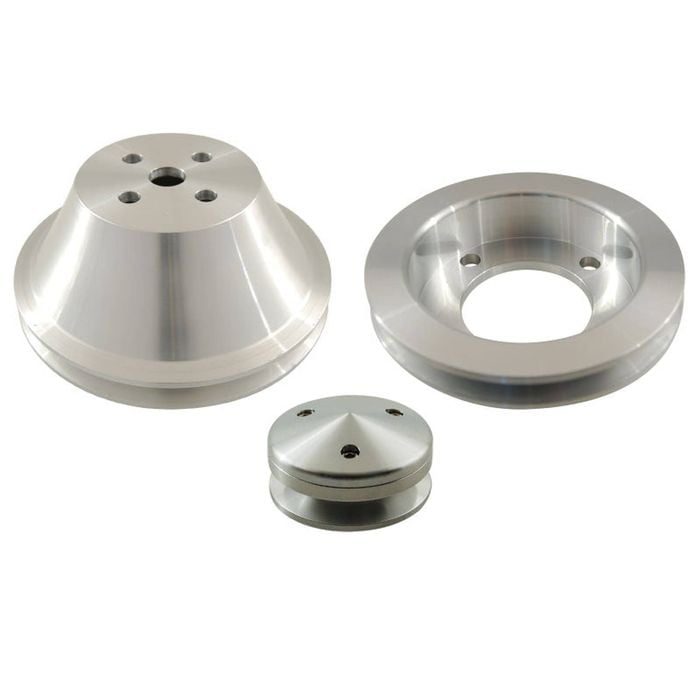 Cal Custom V Groove Aluminium Pulley Set (set A), Suits Ford Windsor 1965-69