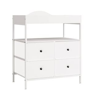Advwin Baby Change Table with 4 Storage Fabric Drawers White
