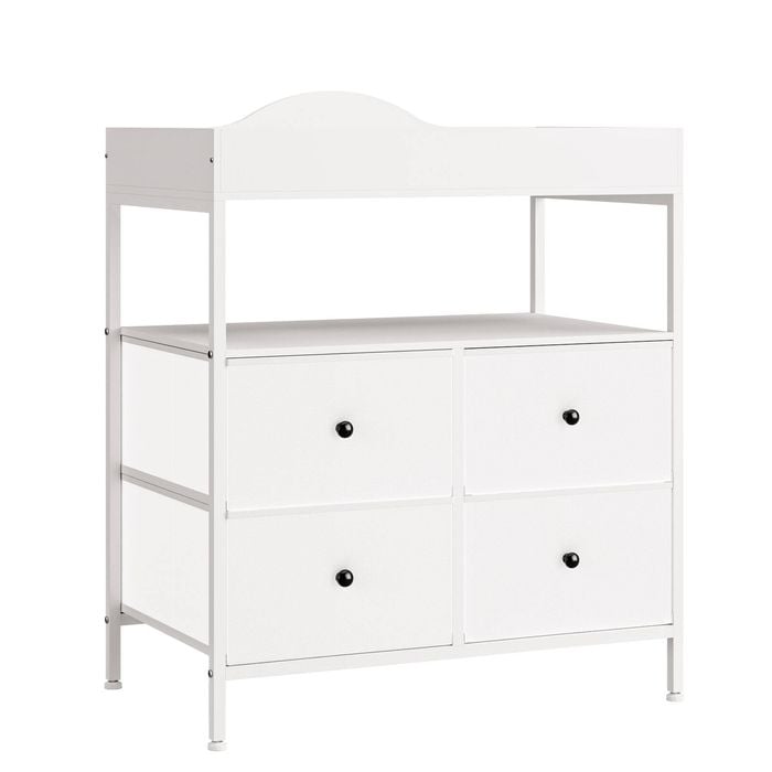 Advwin Baby Change Table with 4 Storage Fabric Drawers White