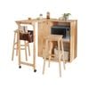 Natural Signature 1050-1690mm Raw Natural 3 Piece Moroni Foldable Utility Bar Table with Dual Bar Stool Set