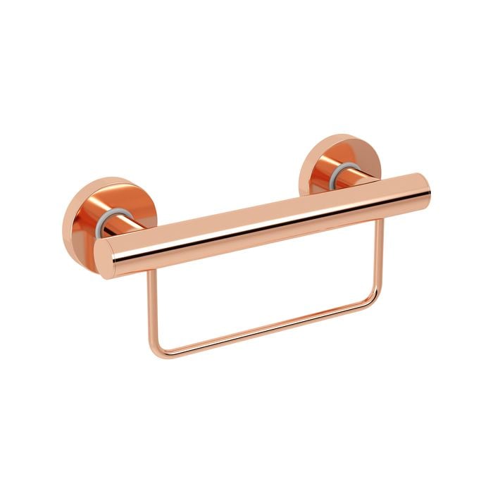 evekare 300mm Rose Gold Grab Rail With Towel Holder
