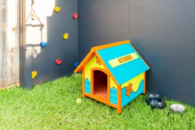 The Pinnacle 'Fort' dog kennel with a custom paint job.