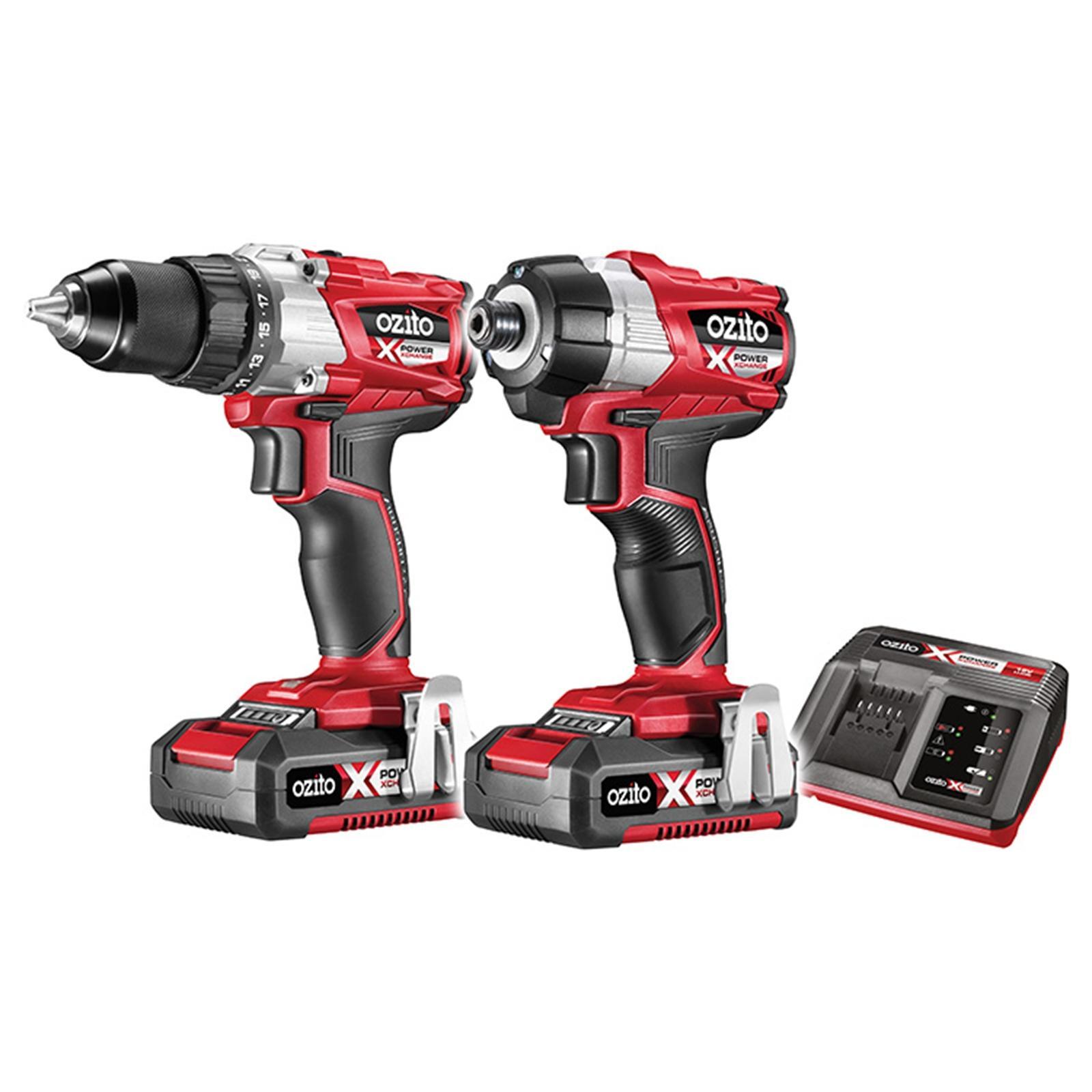 Ozito PXC 18V Cordless Brushless Twin Drill Driver Kit