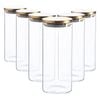 Argon Tableware Glass Storage Jar - Gold Lid - 1.5 Litre - 6x Modern Round Scandi Organisation Container Glass Jar