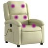 vidaXL Massage Recliner Chair Reclining Armchair Single Sofa Cream Real Leather