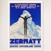 Galrie Vintage 1932 Zermatt Switzerland Ski Poster - Aerial Art for Ski Lovers, White Frame, A0 84 x 119cm (33 x 47inch)
