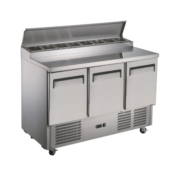 Exquisite Three Door Stainless Steel Top Food Preparation Refrigerators (excluding Pans)