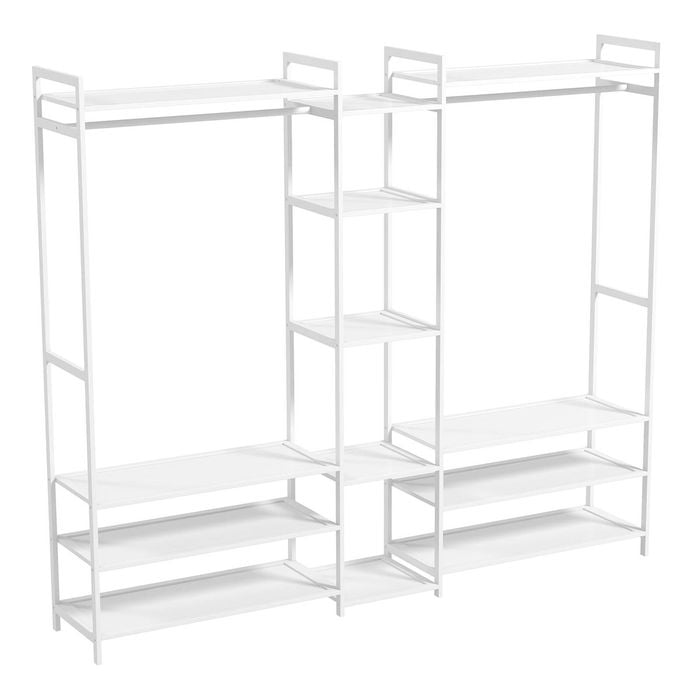 Milano Décor Multifunctional Bamboo Clothes Rack Storage Stand Organiser White