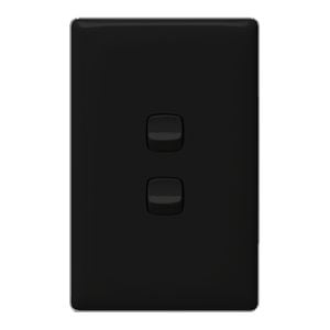 HPM Linea 2 Gang Light Switch Black