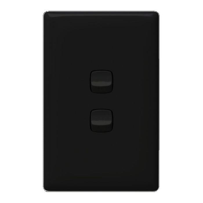HPM Linea 2 Gang Light Switch Black