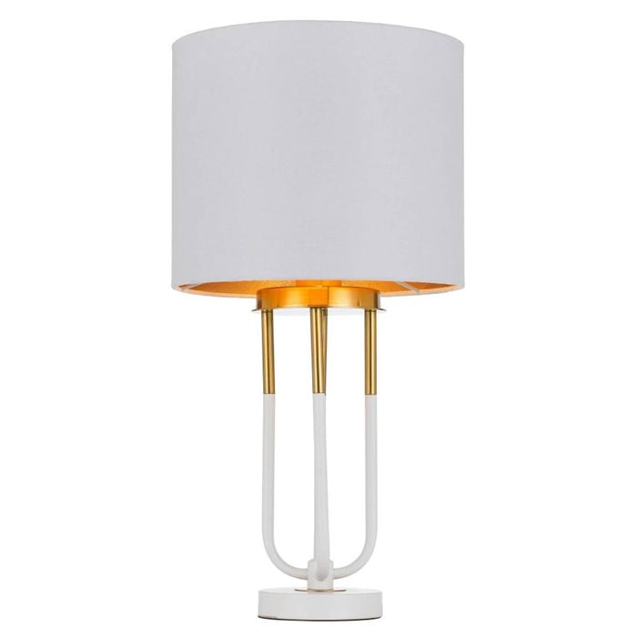 Telbix Negas Industrial Table Desk Lamp Light Metal Fabric White Antique Gold