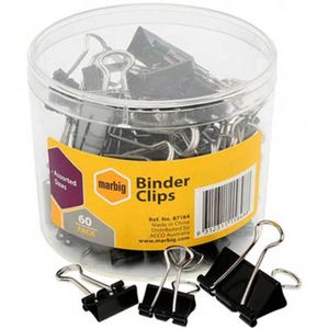 Marbig Fold Back Clips 60pk Assorted Size (Black)