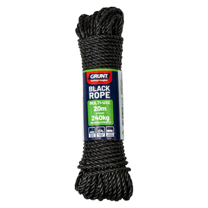 GRUNT 4mm x 20m Black Multi Purpose Rope