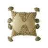 Maine & Crawford Ximena 45cm Tufted Cotton Cushion W/ Tassels - Olive