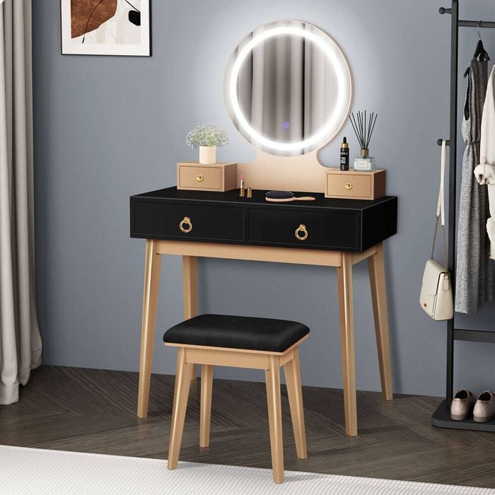 Alfordson Dressing Table Stool Set Black