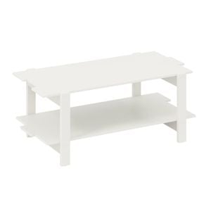 Costway 2-tier Rectangular Coffee Table Cocktail Table W/shelf White