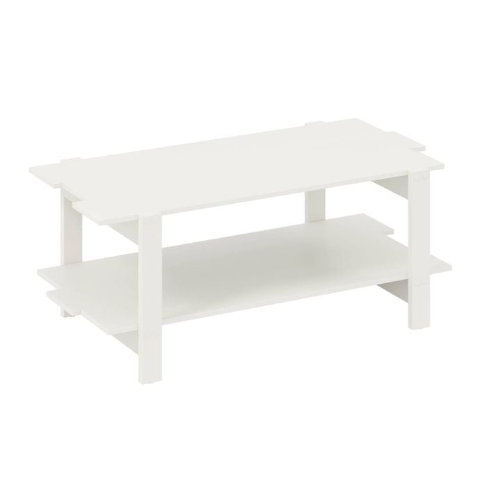 Costway 2-tier Rectangular Coffee Table Cocktail Table W/shelf White