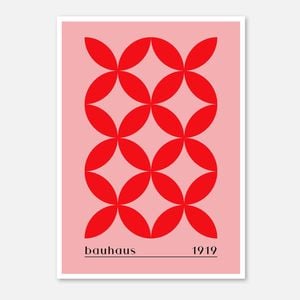 Galrie Bauhaus 1919 Geometric Red Art Print - Vintage Style Home Decor, Poster Only, A0 84 x 119cm (33 X 47inch)