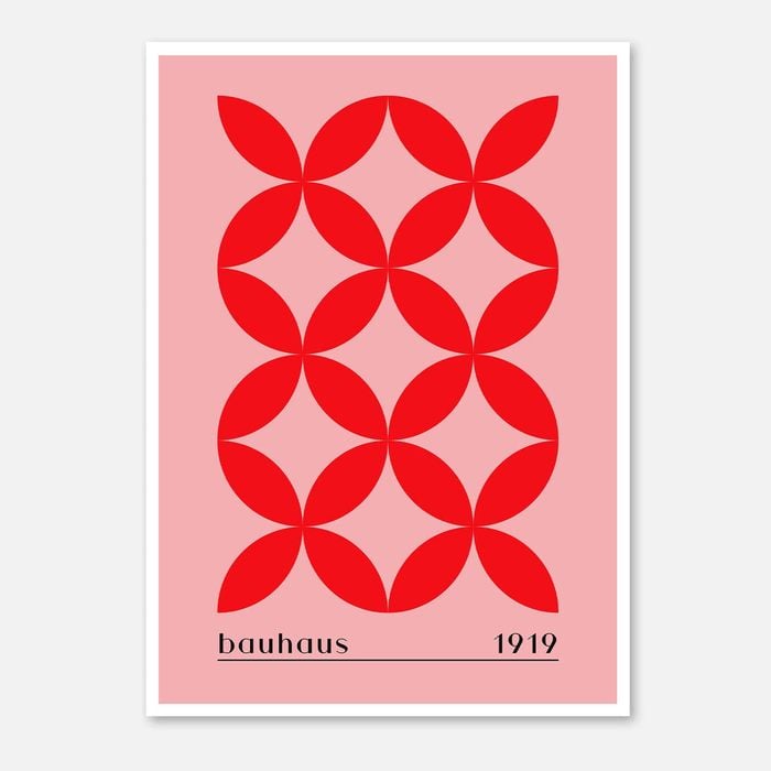 Galrie Bauhaus 1919 Geometric Red Art Print - Vintage Style Home Decor, Poster Only, A0 84 x 119cm (33 X 47inch)