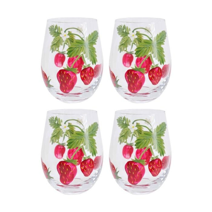 4pk Lvd Decorative Strawberry Field Water Glass Barware/drinkware 10x8.5x8.5cm