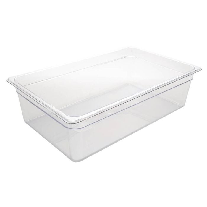 Vogue Gastronorm Container Polycarbonate Clear 1/1 Gn 150mm 19.5l Commercial Food Storage