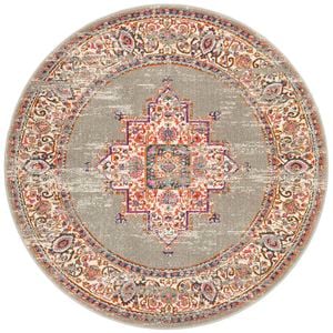 The Rug Connection Garden 211 Silver 240x240cm - Large Round Transitional Pet Friendly Indoor Rug
