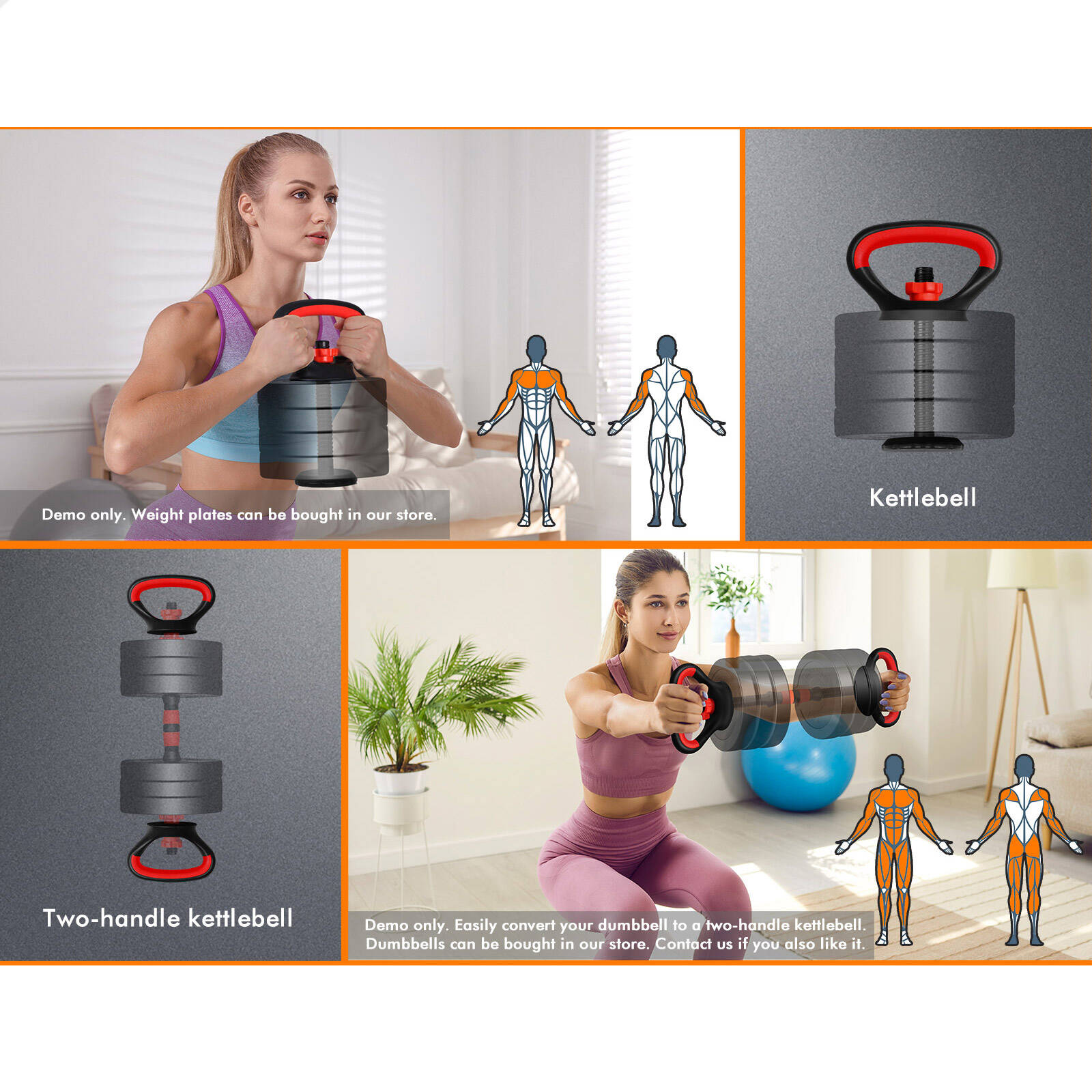 Kettlebell Sets Yes4All Adjustable Kettlebell (40 Lbs) – Convertible