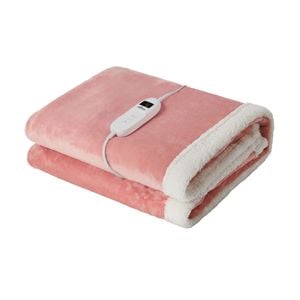 Bedra Bedding  Electric Throw Rug Dual Side Heated Blanket Flannel&Sherpa Pink