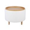 P&P White Boucle Storage Table With Tray Modern Accent Side Table Unit