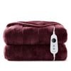 Dreamaker Basketweave Faux Fur Washable Electric Heated Throw Blanket Cherry - 180x200cm | Overheat Protection & Auto-off