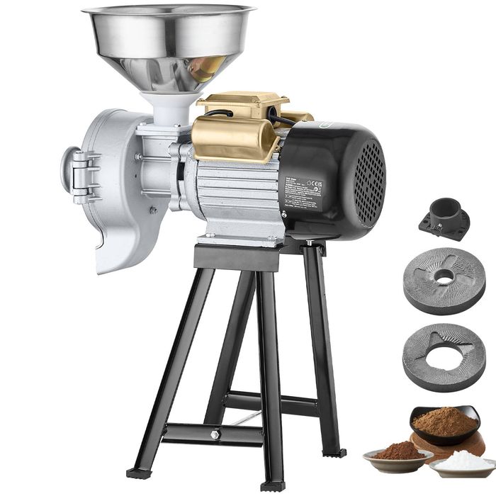 Vevor Electric Grain Grinder Silver for Corn Wheat Flour