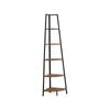 IHOMDEC 5 Tier A-Shaped Industrial Style Corner Shelves Bookcase Retro Brown