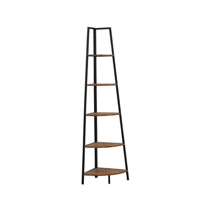 IHOMDEC 5 Tier A-Shaped Industrial Style Corner Shelves Bookcase Retro Brown