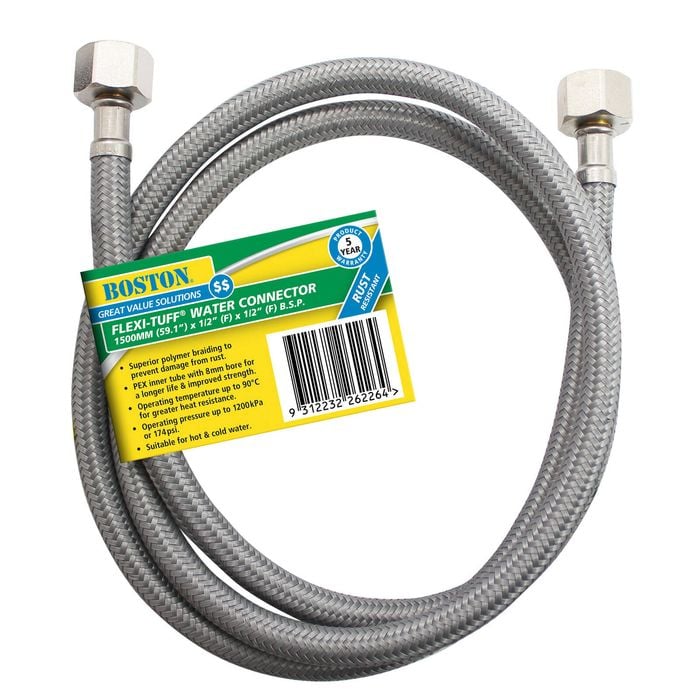 BOSTON 1500mm Polymer Braided FLEXI-TUFF Water Connector