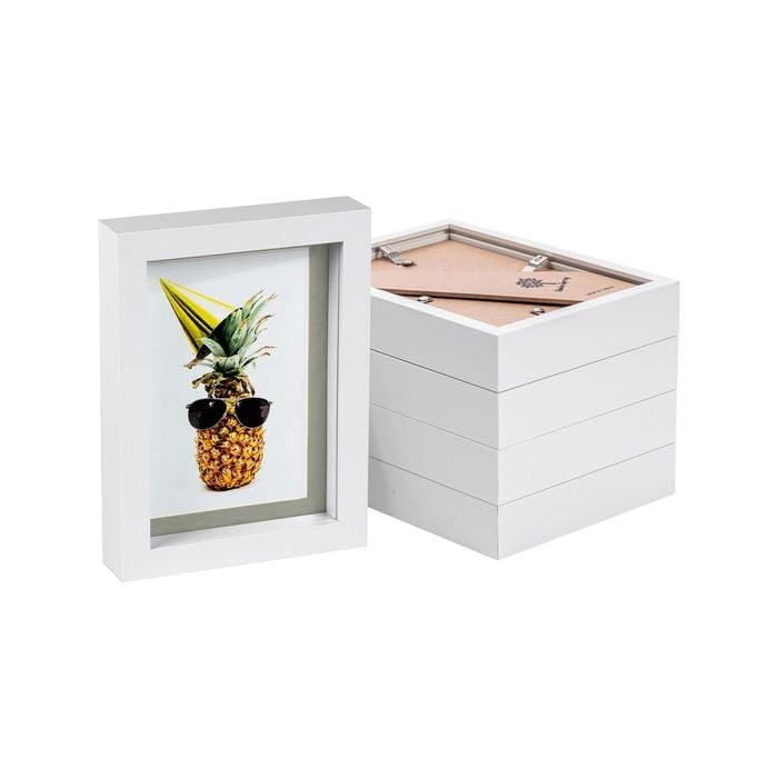 Nicola Spring 5" x 7" White 3D Box Photo Frames - 4" x 6" Mount - Pack of 5