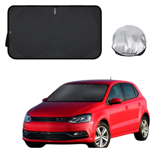 Front Windscreen Sun Shade for VolksWagen Polo 2009 - 2017 (MK5) - Standard 150 x 85 cm - Black