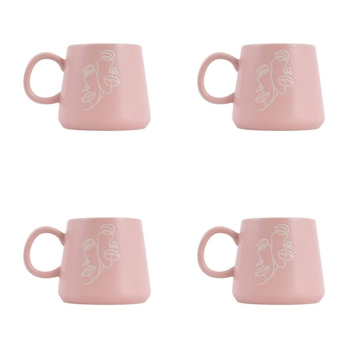 4PK Splosh Heartfelt Best Friends 440ml Stoneware Mug Coffee/Tea Cup - Pink