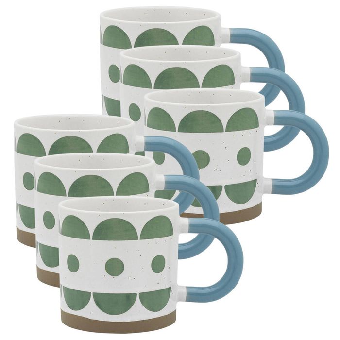 6pk Porto Modelli Stoneware 330ml Coffee/tea Mug W/ Handle - Scallop