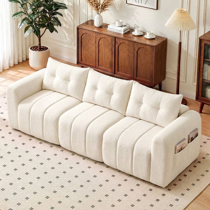 Advwin 235cm 3 Seater Sofa Chenille Modular Sectional Couch No Assembly Beige