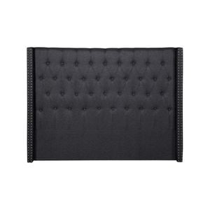 Foret Bed Head Double Size Headboard Bedhead Frame Base Stud Tufted Fabric Black