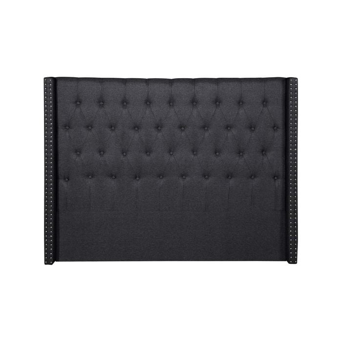 Foret Bed Head Double Size Headboard Bedhead Frame Base Stud Tufted Fabric Black