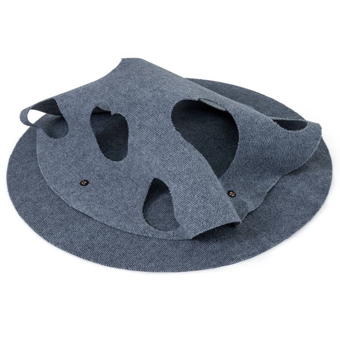 Costway Interactive Foldable Cat Tunnel 100cm Round Large Enrichment Play Felt Mat-Grey